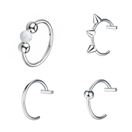 GUSXPPD 4 Stück Nasenpiercing, Septum Ring Set Chirurgenstahl, Hufeisen Lippenpiercing, Septum Ring Set Chirurgenstahl, Fake Nase piercing Schmuck Damen (weiß) von GUSXPPD