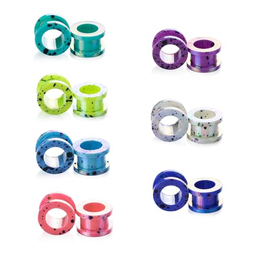 GUSXPPD 7 Paar Ohr Tunnel Plug aus Acryl, 2-12mm Flesh Tunnel, Acryl Ohr Tunnels Set Double Flared, Flexibel Flesh Extra, ohr Piercing Schmuck für Frauen Männer(4MM) von GUSXPPD