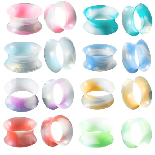 GUSXPPD 8 Paar Flesh Tunnel aus Silikon, 3-25mm Silikon Ohr Tunnel Set, Soft Ohr Plug Expander, Ohr Piercing Schmuck für Frauen Männer (5mm) von GUSXPPD