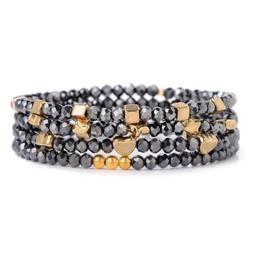 GUSXPPD Damen Kristall Perlen Armband, Mehrschichtiges Steine Armband, Damen Kristall Perlen Armband, Boho Armband Damen, Edelstein Perlen Armbänder, Paar/Freundschafts/Partner Armbänder von GUSXPPD