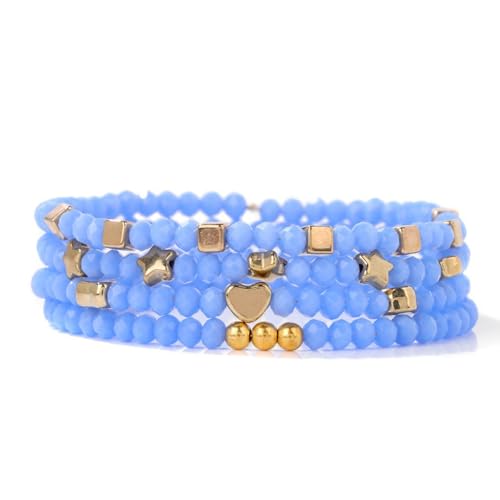 GUSXPPD Damen Kristall Perlen Armband, Mehrschichtiges Steine Armband, Damen Kristall Perlen Armband, Boho Armband Damen, Edelstein Perlen Armbänder, Paar/Freundschafts/Partner Armbänder von GUSXPPD