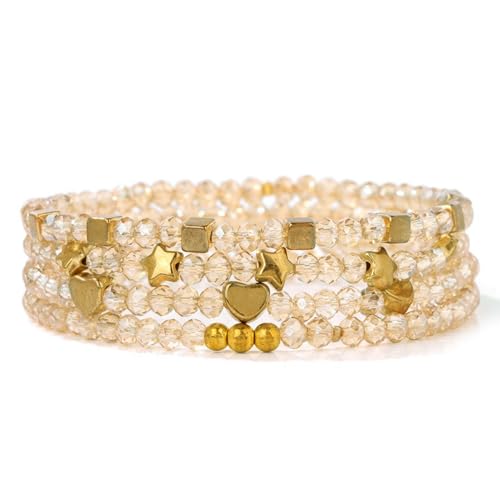 GUSXPPD Damen Kristall Perlen Armband, Mehrschichtiges Steine Armband, Damen Kristall Perlen Armband, Boho Armband Damen, Edelstein Perlen Armbänder, Paar/Freundschafts/Partner Armbänder von GUSXPPD