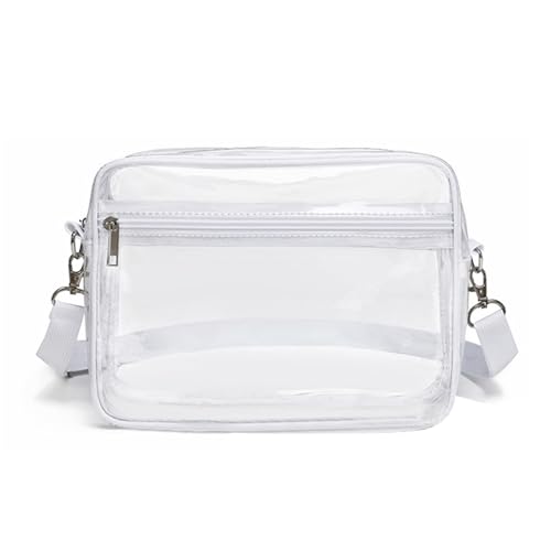 Durchsichtige Umhängetasche, PVC Transparente Tasche Damen Crossbody Schultertasche Wasserdichte Sling Bag mit Verstellbarem Gurt für Konzerte Sportveranstaltungen Shopping Reisen (schwarz) von GUSXPPD