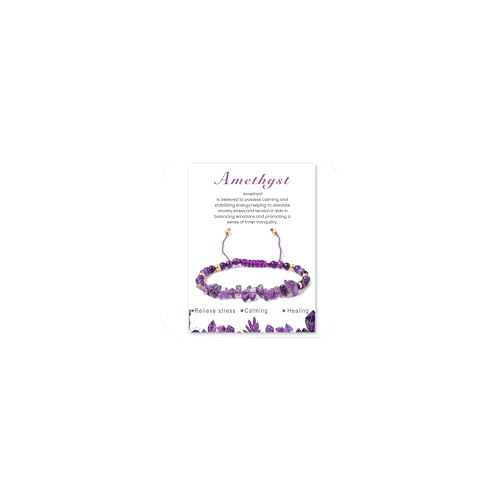 Echtes Naturstein Armband für Fraun, 4mm Perlenarmband Einstellbar Edelstein Armband Yoga Armbands für Damen Mädchen Geschenk für Geburtstag Muttertag Weihnachten (Amethyst) von GUSXPPD