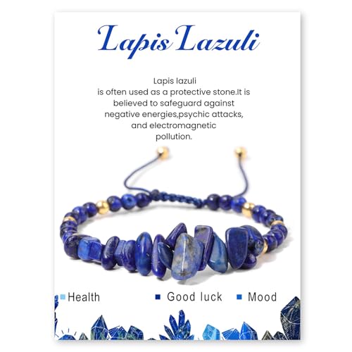 Echtes Naturstein Armband für Fraun, 4mm Perlenarmband Einstellbar Edelstein Armband Yoga Armbands für Damen Mädchen Geschenk für Geburtstag Muttertag Weihnachten (Lapislazuli) von GUSXPPD