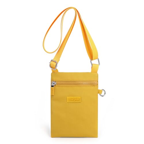 GUSXPPD Handytasche zum Umhängen Damen, Nylon Kleine Umhängetasch, Frauen Crossbody-Telefon-Tasche, Mini Crossbody Schultertasche Handytasche mit Langen Verstellbaren Riemen (Gelb) von GUSXPPD