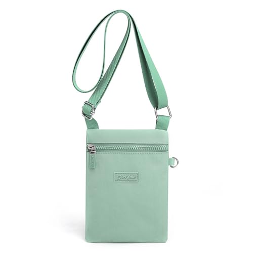 GUSXPPD Handytasche zum Umhängen Damen, Nylon Kleine Umhängetasch, Frauen Crossbody-Telefon-Tasche, Mini Crossbody Schultertasche Handytasche mit Langen Verstellbaren Riemen (Hellgrün) von GUSXPPD