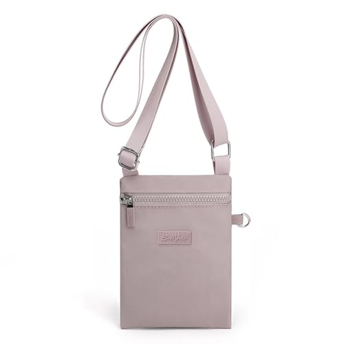 GUSXPPD Handytasche zum Umhängen Damen, Nylon Kleine Umhängetasch, Frauen Crossbody-Telefon-Tasche, Mini Crossbody Schultertasche Handytasche mit Langen Verstellbaren Riemen (Lila) von GUSXPPD