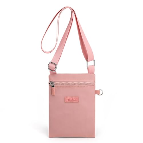GUSXPPD Handytasche zum Umhängen Damen, Nylon Kleine Umhängetasch, Frauen Crossbody-Telefon-Tasche, Mini Crossbody Schultertasche Handytasche mit Langen Verstellbaren Riemen (Rosa) von GUSXPPD