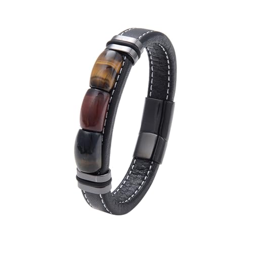 GUSXPPD Tigerauge Lederarmband Herren, 19/21/23cm Tigerauge Lederarmband mit Magnetverschluss, Quadratisches Tigerauge Lederarmband mit Magnetverschluss Aus Edelstahl, Geschenk für Männer (Bunt, 23) GUSXPPD Tigerauge Lederarmband Herren, 19/21/23cm Tigerauge Lederarmband mit Magnetverschluss, Quadratisches Tigerauge Lederarmband mit Magnetverschluss Aus Edelstahl, Geschenk für Männer (Bunt, 23) von GUSXPPD
