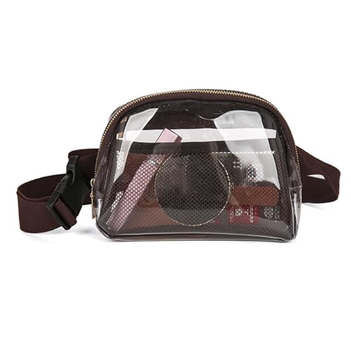 GUSXPPD Transparente Gürteltasche Damen Herren,Durchsichtige Tasche,Transparente Geldbörse mit Verstellbarer Schultergurt für Spieltag Sportveranstaltungen (Kaffee) von GUSXPPD