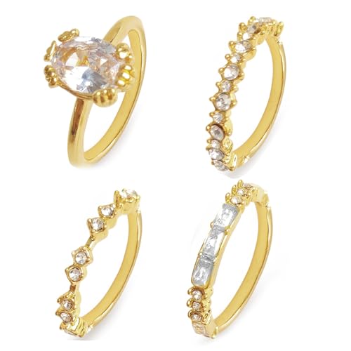 Vintage Gold Knöchel Ringe Set für Damen - Boho Stapelbare Fingerringe, Midi Ringe, Trendy Stapelringe - Geschenke für Frauen Mädchen (8, D) von GUSXPPD