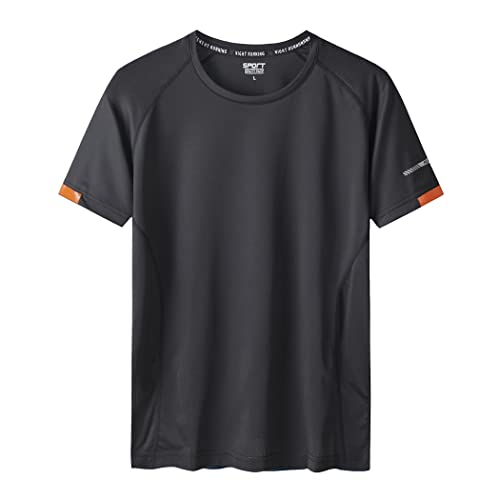 Herren Sport T-Shirts Atmungsaktives Schnell-Trocknend Ausbildung Sportbekleidung Große Größe L-9XL (6XL, Schwarz) von GUSYBON