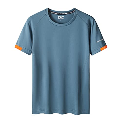 Herren Sport T-Shirts Atmungsaktives Schnell-Trocknend Ausbildung Sportbekleidung Große Größe L-9XL (7XL, Blau) von GUSYBON