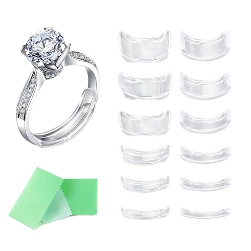 GUTERTOP 12 Stück Ringverkleinerer Unsichtbar, Ringeinlage zum Verkleinern, Ring Verkleinerung für Jede Ringgröße Unsichtbarer Ringschutz für Männer Und Frauen von GUTERTOP