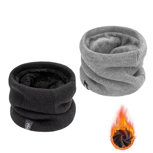 GUTERTOP 2 Pcs Loop Schal Herren Winter, Schlauchschal Herren und Damen Winter, Dick Fleece Loop Winddichte Kreisschlaufenschals Halsschlauch Herren für Sport Motorrad Fahrrad Ski Joggen von GUTERTOP