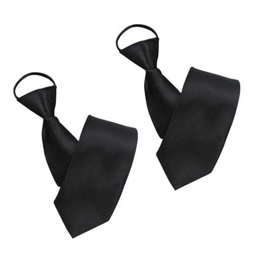GUTERTOP Schwarze Krawatte Herren Einfarbiger Klassische, Vorgebundene Verstellbare Tie mit Reißverschluss, Schlips Schwarz 8Cm für Heiraten Oder Festliche Veranstaltunge von GUTERTOP
