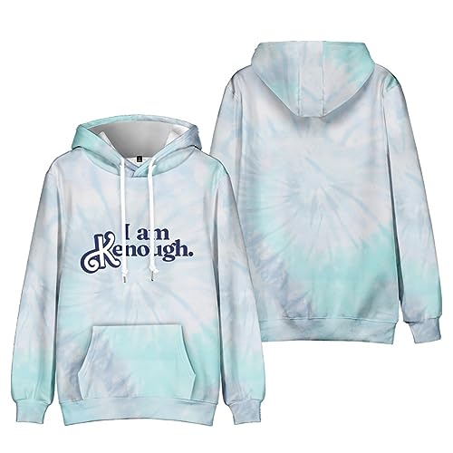 GUTOUWAN I am K Enough Pullover Große Größe Herbst Winter Sweatshirt Fronttasche Kordelzug Kapuze Krawatte Farbstoff Pullover 02-Cyan XL von GUTOUWAN