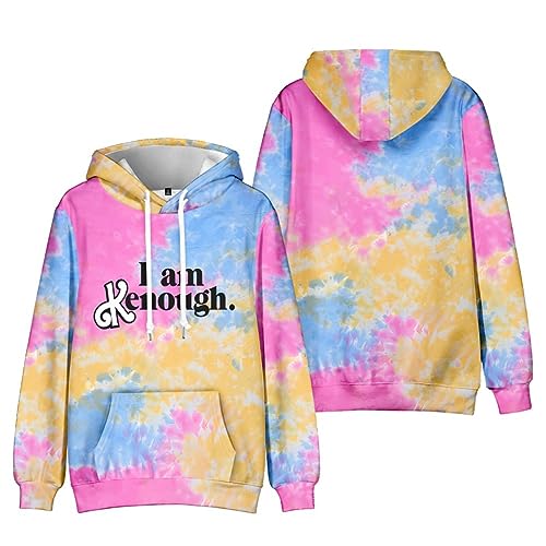 GUTOUWAN I am K Enough Pullover Große Größe Herbst Winter Sweatshirt Fronttasche Kordelzug Kapuze Krawatte Farbstoff Pullover 02-Himmelblau M von GUTOUWAN