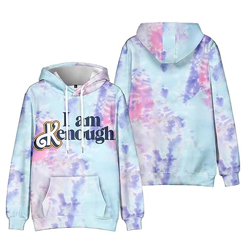 GUTOUWAN I am K Enough Pullover Große Größe Herbst Winter Sweatshirt Fronttasche Kordelzug Kapuze Krawatte Farbstoff Pullover 02-Mehrfarbig L von GUTOUWAN