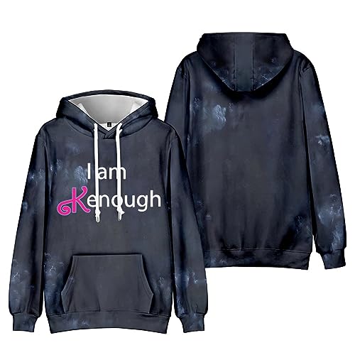 GUTOUWAN I am K Enough Pullover Große Größe Herbst Winter Sweatshirt Fronttasche Kordelzug Kapuze Krawatte Farbstoff Pullover 02-Schwarz 6XL von GUTOUWAN