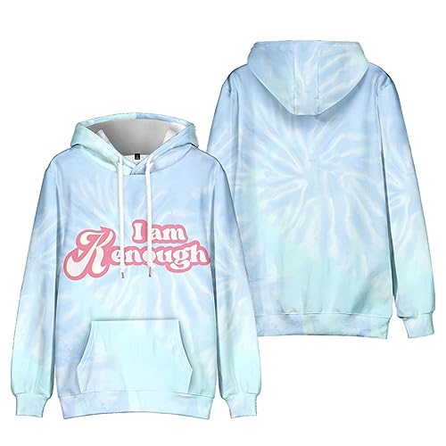 GUTOUWAN I am Kenough Hoodie Herbst Winter Langarm Sweatshirt Fronttasche Kordelzug Kapuze Krawatte Farbstoff Pullover 01-Cyan L von GUTOUWAN