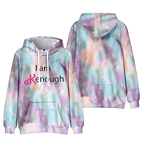 GUTOUWAN I am Kenough Hoodie Herbst Winter Langarm Sweatshirt Fronttasche Kordelzug Kapuze Krawatte Farbstoff Pullover 01-Helles Lila L von GUTOUWAN