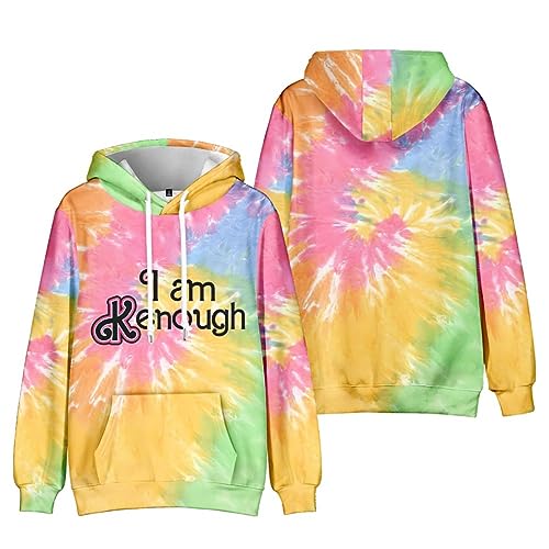 GUTOUWAN I am Kenough Hoodie Herbst Winter Langarm Sweatshirt Fronttasche Kordelzug Kapuze Krawatte Farbstoff Pullover 01-Mehrfarbig L von GUTOUWAN