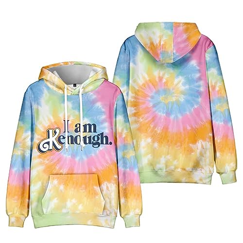 GUTOUWAN I am Kenough Hoodie Herbst Winter Langarm Sweatshirt Fronttasche Kordelzug Kapuze Krawatte Farbstoff Pullover 01-Orange M von GUTOUWAN