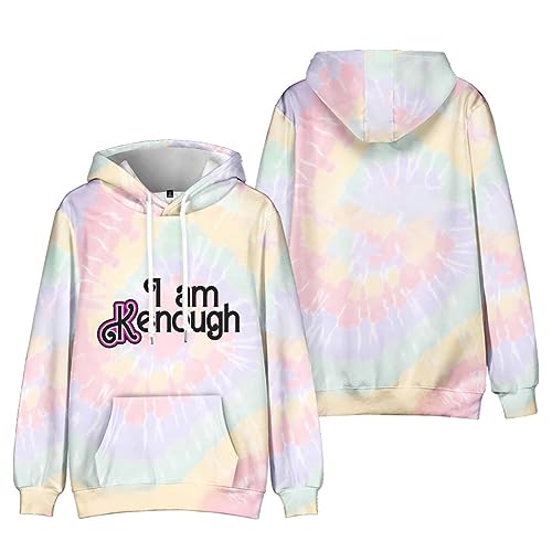 GUTOUWAN I am Kenough Hoodie Herbst Winter Langarm Sweatshirt Fronttasche Kordelzug Kapuze Krawatte Farbstoff Pullover 01-Rosa M von GUTOUWAN