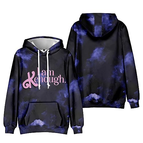 GUTOUWAN I am Kenough Hoodie Herbst Winter Langarm Sweatshirt Fronttasche Kordelzug Kapuze Krawatte Farbstoff Pullover 01-Schwarz L von GUTOUWAN