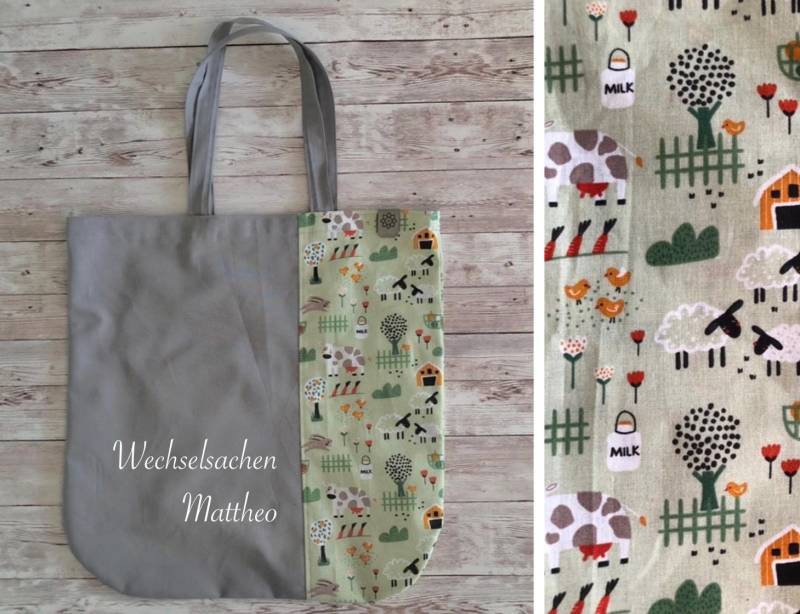 Kita-Kinderbeutel „Bauernhof"/Wechselsachen Wechselwäsche Tragebeutel von GUTgenaeht
