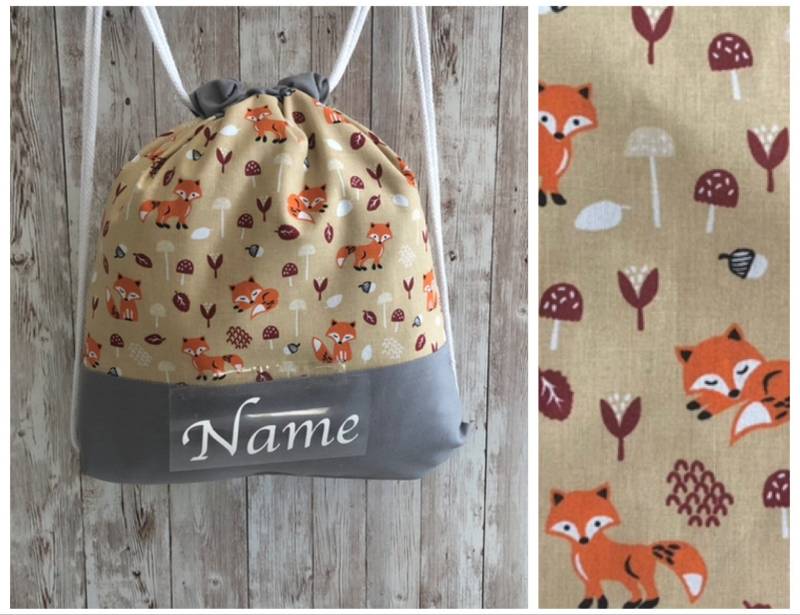 Kita-Kinderbeutel „Fuchs Und Pilze"/Kindergartenrucksack Turnbeutel von GUTgenaeht