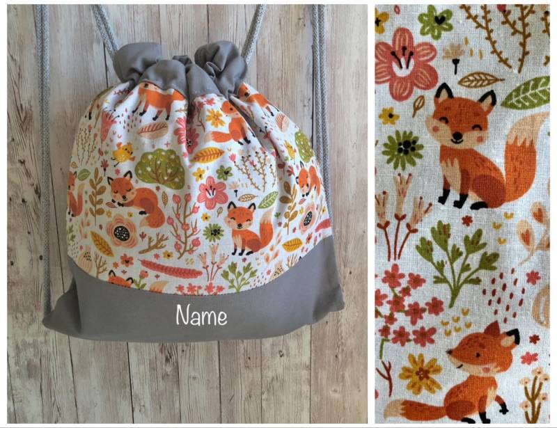Kita-Kinderbeutel „Füchse"/Kindergartenrucksack Turnbeutel von GUTgenaeht