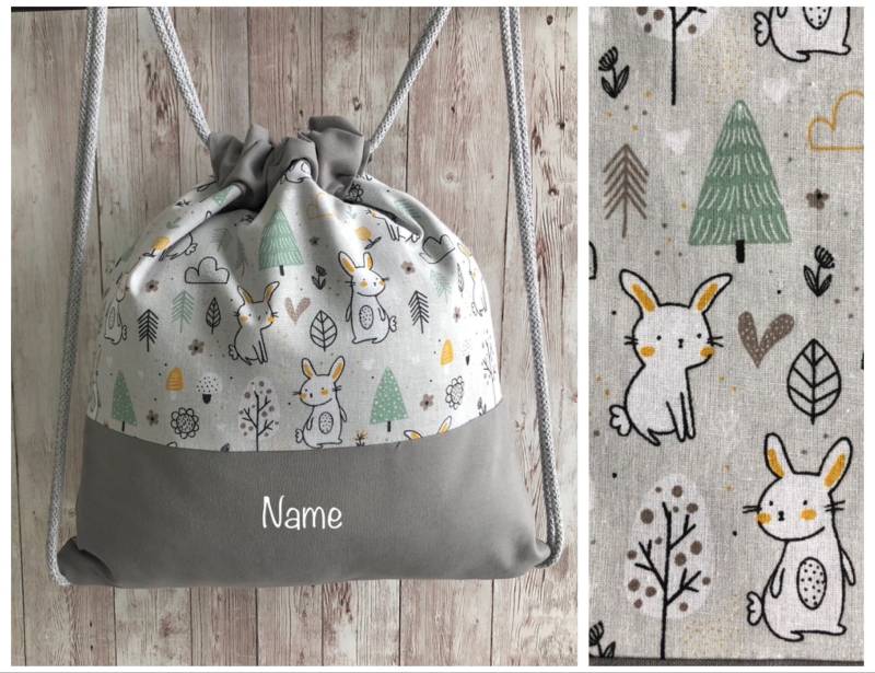 Kita-Kinderbeutel „Kaninchen"/Kindergartenrucksack Turnbeutel von GUTgenaeht