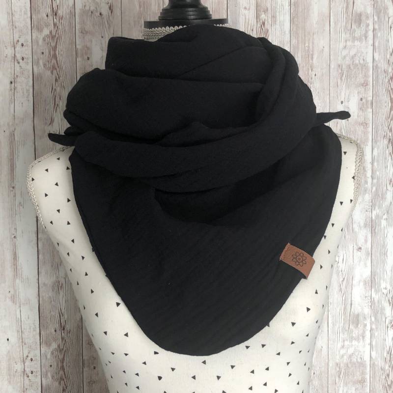 Wickelschal Xl/Dreieckstuch Musselin-Tuch Halstuch „Schwarz" von GUTgenaeht