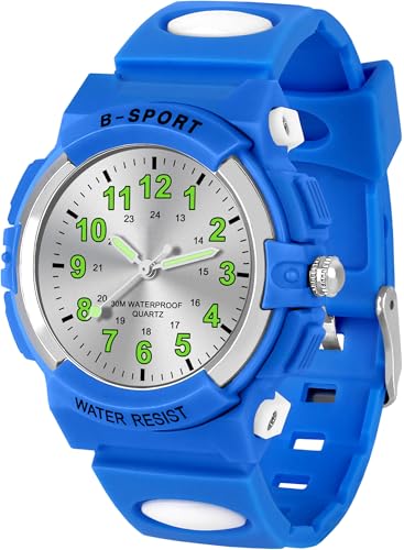 GUUMUXIN Kinderuhr Jungen Mädchen,Armbanduhr Jungen Analog,Armbanduhr Kinder,Analog Quartz Uhr mit A rmbanduhr Kautschuk Wasserdicht Outdoor Sports Uhren von GUUMUXIN