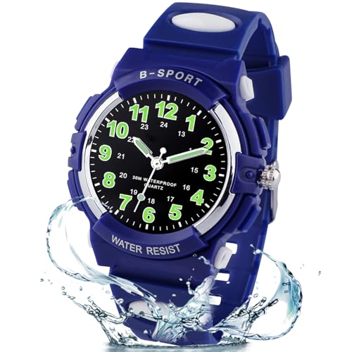 GUUMUXIN Kinderuhr Jungen Mädchen,Armbanduhr Jungen Analog,Armbanduhr Kinder,Analog Quartz Uhr mit A rmbanduhr Kautschuk Wasserdicht Outdoor Sports Uhren von GUUMUXIN
