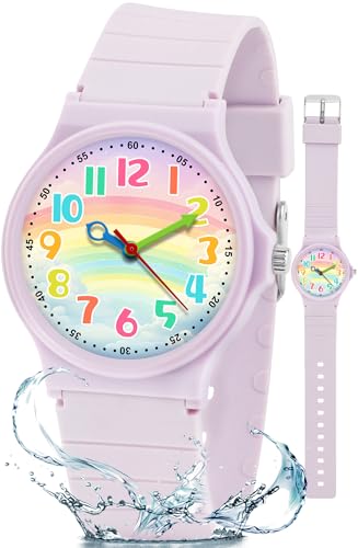 GUUMUXIN Kinderuhr Jungen Mädchen,Kinder Armbanduhr Analog, 30M wasserdichte Lernzeituhr, Weiche TPU-Armband Outdoor Sportuhr Geeignet für 4-12 Jahre Alt von GUUMUXIN