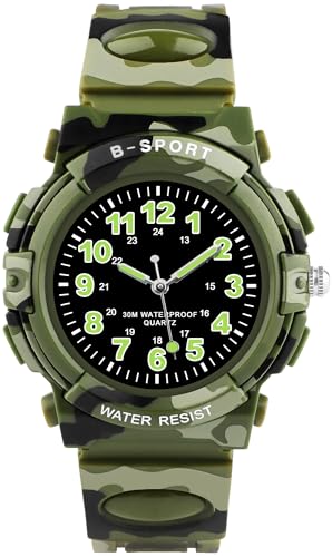 GUUMUXIN Kinderuhr Jungen Mädchen,Armbanduhr Jungen Analog,Armbanduhr Kinder,Analog Quartz Uhr mit A rmbanduhr Kautschuk Wasserdicht Outdoor Sports Uhren von GUUMUXIN