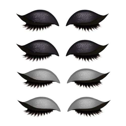 Fauler Lidschatten-Wimpern-Patch, Eyeliner und Wimpernaufkleber mit Glitzer, 3-in-1-Lidschatten-Wimpern-Make-up-Schablonen-Schablonen, ein Sekunde schnelles vorübergehendes Make-up (A4) von GUUZETU