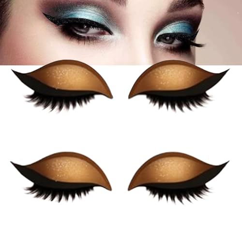 Fauler Lidschatten-Wimpern-Patch, Eyeliner und Wimpernaufkleber mit Glitzer, 3-in-1-Lidschatten-Wimpern-Make-up-Schablonen-Schablonen, ein Sekunde schnelles vorübergehendes Make-up (Gold) von GUUZETU