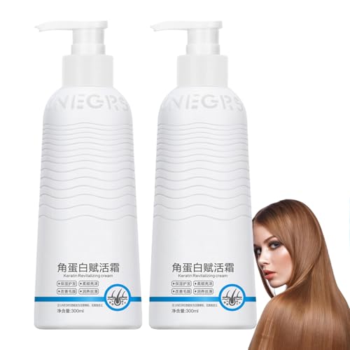 Keratin-Revitalisierungscreme, Keratin-Boost-Erwachenhaar, Haarglättungsurlaub für Frauen, Feuchtigkeits-Deep-Anreicherungs-Conditioner, für trockene, kraume und geteilte Haare (2pcs) von GUUZETU
