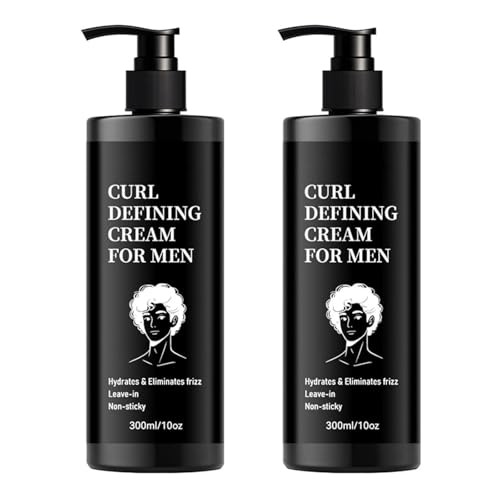 Lockencreme für Männer – Definierende Creme mit mittlerem Halt zur Kontrolle von krausem und lockigem Haar | Feuchtigkeitsspendender Styler und Lockenverstärker für natürliches (2PCS) von GUUZETU