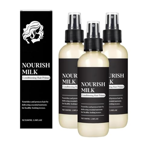Nourish Milk Conditioning Hair Primer – Leave-In-Spray für geschmeidiges, entwirrendes und feuchtigkeitsspendendes Haar – Frizz-Kontrolle mit Milchproteinen für alle Haartypen (3 PCS) von GUUZETU