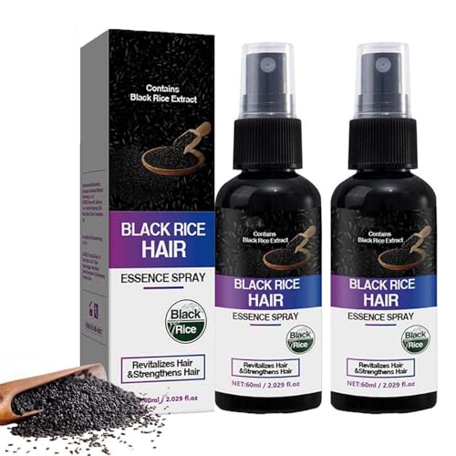 Schwarzes Reiswasser Haarwuchsspray – Bio-Haarserumspray mit schwarzem Reiswasser bei Haarausfall, trockenem und strapaziertem Haar – Tiefenpflege und Frizz-Kontrolle für Frauen (2 PCS) von GUUZETU