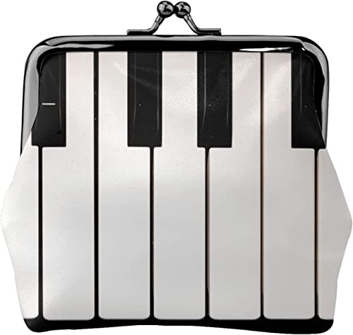 Geldbörse aus Leder für Damen, Geldbörse mit 3D-Klaviertastatur, Leder-Wechseltasche mit Kiss-Lock-Verschluss, Schnalle von GUVAA
