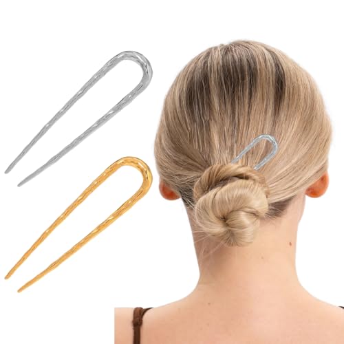 2 große U-förmige Haarspangen aus Metall, Haarspangen mit französischem Metallmuster für Damen- und Mädchenfrisuren, geeignet für Abschlussfeiern, Zeremonien und exquisite Anlässe von GUVYATI