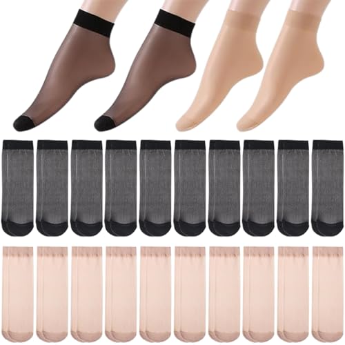 20 Paar Nylon Hohe Durchsichtige Socken Damen Transparente Strümpfe, Transparente Söckchen Transparente Socken, Ultradünne Nylon Netzstrümpfe Strümpfe Sommersocken von GUVYATI