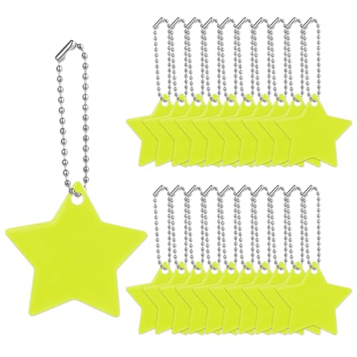 20 Stück fünfzackige Sternanhänger, reflektierende Rucksackanhänger, reflektierende Sternblätter, reflektierende Rucksackanhänger Sicherheit für Erwachsene und Kinder zum Gehen und Laufen in der Nacht von GUVYATI